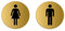 WC-Schilder Damen Herren Ø 75 mm Toilettenschilder 2er-Set Aluminium matt-gold eloxiert Nr.6700-M