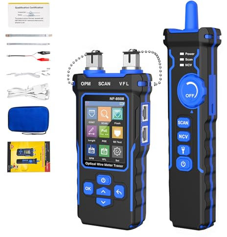9 in 1 Multifunctional Rechargeable Network Cable Tester NF-8508, RockyMars RJ11 RJ45 Wire Cable Tracer, CAT5 CAT6 Cable Toner with Bright & Easily Discernible LED Display, Battery-Saving Mode