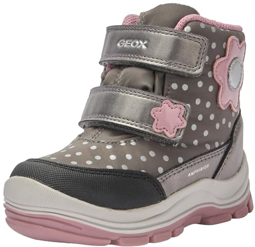 Geox Baby-Mädchen B FLANFIL Girl B ABX Ankle Boot, DK Grey/PINK, 20 EU