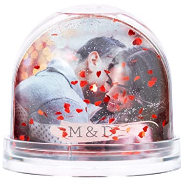 Wanapix | Boule de Coeur Personnalisée | Boule à Neige Personnalisée avec 2 Photos | Cadeau Original |Saint Valentin/l'anniversaire/Amoureux| 8,5x9 cm