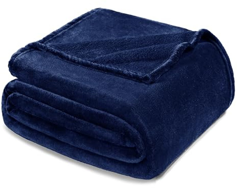 Exclusivo Mezcla Kuscheldecke Fleecedecke 150 x 200 cm Decke Sofadecke | für Bett und Couch, Superweich, Warm, Wohndecke, Bettüberwurf, Ganzjahreszeit, Plüsch, Leicht, Marineblau
