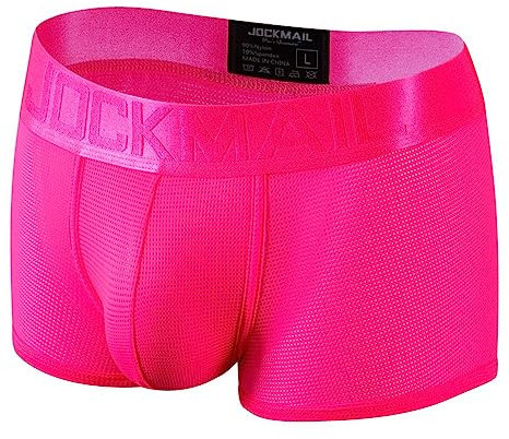 JOCKMAIL Boxer pour homme en soie glacée douce - Couleur vive, rose, Large