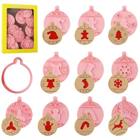 11 Piezas Cortador de Galletas de Navidad 3D,Cortadores de Galletas con Sellos Navidad,Moldes de Galletas Navideñas,Moldes Galletas Infantiles Navidad,Moldes para Galletas de Navidad