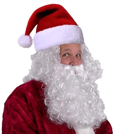 Coffee Life Plus Weihnachtsmann Perücke und Bart Set mit, Weihnachtsmütze, Weihnachtsmann-Perücke und Bart passend für Weihnachtskostümparty, Weihnachtsfeier,