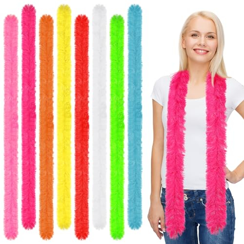 Cindeer 8 Stück Federboas Set Künstliche Flauschige Boas Dekoration für Damen Kostüm Kleid Mädchen Tee Party (Mehrfarbig)