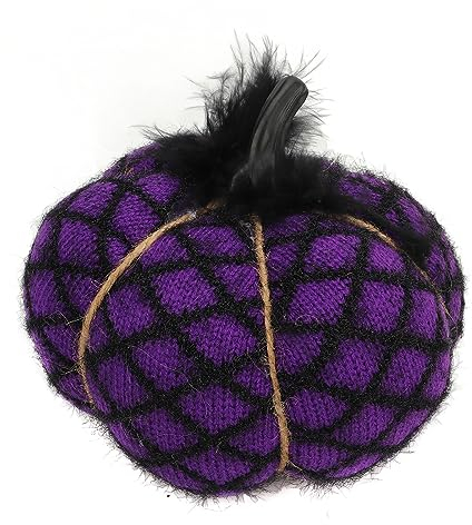 JTLB Eleganter Dekorativer Kürbis aus Stoff, Weiche Polyesterwolle, Perfekt für Thanksgiving, Halloween-Partys und Herbstliche Heimdekoration (Lila)