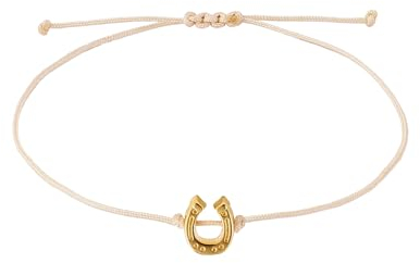 Selfmade Jewelry Hufeisen Armband, Glücksbringer - Handmade in Germany - Perfekt für Pferdeliebhaber - Ideale Geschenke zur Firmung, Glücksarmband Damen (Gold Beige)