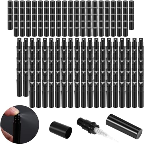Popshyly 100Pcs / Lot 2Ml Schwarz Plastic ParfüM SprüHflasche Probe Spray Sprayer ZerstäUber ParfüM Flasche leicht klein und perfekt für Unterwegs