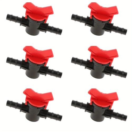 6Pcs 3/8 Hose Barbed Ball Valve Drip Irrigation Ball Valve Shut Off Switch For Drip Irrigation and Aquariums (BLACK)