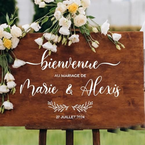 Adesivo In Vinile For Matrimonio Personalizzato, Personalizzato For Festa Di Matrimonio, Occasione Speciale, Adesivo Con Segno A Specchio, Nome Grafico E Data, Testo Di Citazione