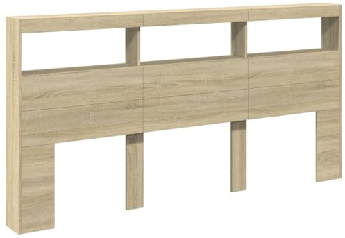 vidaXL LED-Kopfteil mit Ablagen Sonoma-Eiche 200x17x102 cm