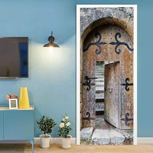 Türtapete 3D Türaufkleber Selbstklebend Türposter - Fototapete Türfolie Poster Tapete Retro Braune Holztür 80 X 200 Cm Aufkleber Diy Selbstklebende Wandbild Pvc Wasserdichte Tapete - Foto De 3j19