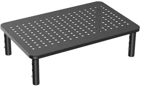 Xafrstyu Monitor Stand Riser, 3 Height Adjustable, Monitor Stand, Ergonomic Metal Monitor Riser Stand, with Mesh Platform Laptop, for Laptop, Computer, PC, Printer up to 20KG (Black)