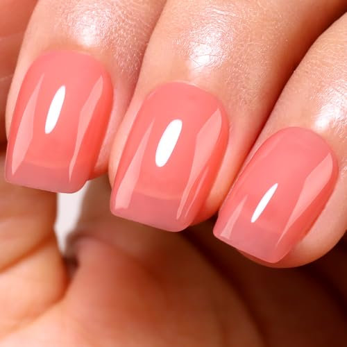 Imtiti Sheer Peach Gel Nagellack, 15ML Jelly Light Peach Pink Translucent Color UV/LED Soak Off Gel Polish für DIY Nail Art Maniküre und Pediküre zu Hause 1Pcs