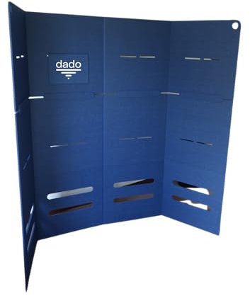 dadoWALL XL Mobile Akustik Trennwand, 2 in1 Oberteil auch als Tischaufsteller, Raumteiler Faltbar 3-teilig 236x179cm TrennwandSichtschutz, Stellwand für innen (Midnight Blue)