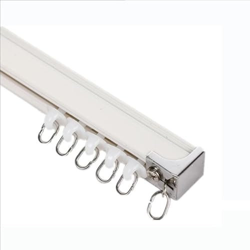 Tringle à rideau de douche de 3 m avec crochets pour rideaux de salle de séjour, chambre à coucher, placard et portes coulissantes, rail unique, couleur blanche.