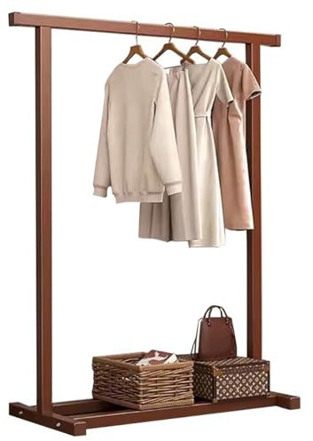 aoiuaoeniu Porte-Manteau en Bambou Portant à Vêtements en Bois Massif avec Crochets et Tringle à vêtements Charge Max 80 kg Idéal pour Maison Chambre Salon 80/100/120CMx41CMx126CM