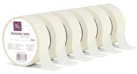 IDEA HOME- 6 Stück Abdeckband, Kreppband Breite 48mm, Länge 50m, 6 Stück Malerband, Malerkrepp, Klebeband für Malerarbeiten, Neutral