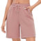 Uniexcosm Pantaloncini da Donna Pantaloncini Estivi Donna Corti con Tasche Pantaloncini Donna Estivi con Coulisse Rosa XL