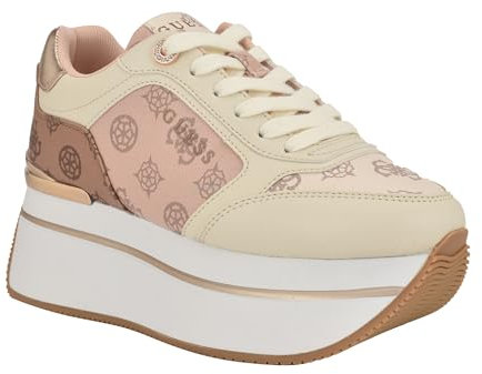GUESS Sneaker Camrio Donna, Rosa Chiaro/Marrone Logo Multi 680, 38.5 EU