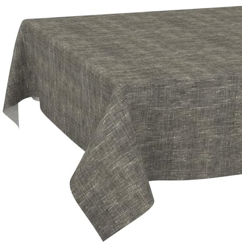 Tischdecke abwaschbar Tischtuch Tafeldecke Tischwäsche Leinen Baumwolle Leinenoptik Wasserdicht Pflegeleicht Fleckenschutz 350x140cm Anthrazit