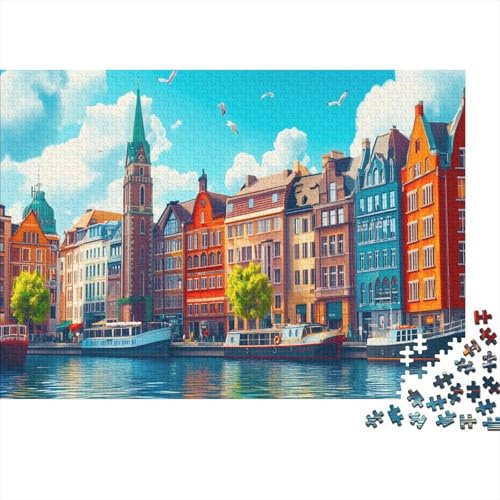 Hamburg Puzzle 1000 Teile Für Erwachsene Geschicklichkeitsspiel Für Die Ganze Familie deutsche Stadt Puzzle Premium Quality Schöne Geschenkidee Moderne 1000pcs (75x50cm)