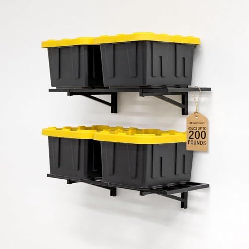 StoreYourBoard Garagen-Wandregale, 2er-Pack, 3,5 x 6,1 cm, Wandmontage, hält je 45,4 kg, robuste Lagerregale, schwarz