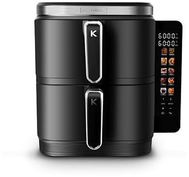 Kitchencook - Double friteuse à air verticale 12L - 2800W - 12 programmes - Thermostat réglable - Panier à friture amovible