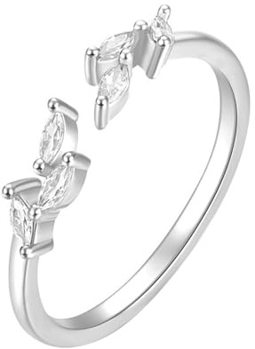 Skcess 9K Weißgold Verlobungsringe Weiß Ring Moissanite 1.5x2.5mm, Verstellbarer Ring Zierlicher Ring Damen Größe 50 (15.9)