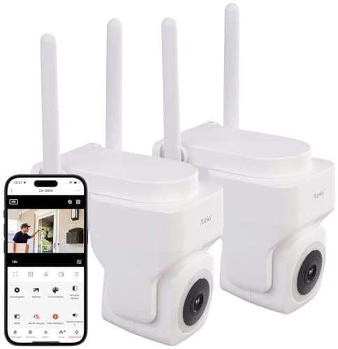 7links WLAN Kamera mit Sirene: 2er-Set Pan-Tilt-Outdoorkameras mit 2K-Auflösung, 4 MP, Dualband-WLAN (Netzwerk Überwachungskameras, Pan Tilt Überwachungskameras, IP)