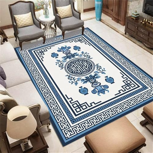 WBDYMX Tapis Chambre Ado Pas Chers Garcon Bleu Enfants 160x230CM Floral Lavable Deco Enfant Fille Gaming