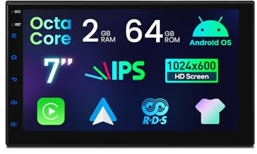 XTRONS TIDS701L Autoradio GPS 2 DIN Android 14, 7 Zoll IPS 1024x600, 2GB RAM 64GB ROM, Wi-Fi Bluetooth, CarPlay Android Auto, 180W