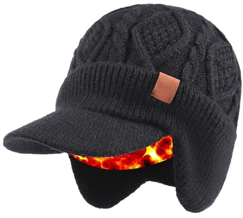 PolarHeat i Die All-in-One.Wintermütze für Komfort und Wärme Warm und winddichter Wintermütze für Herren, gestrickt mit Ohrenklappen und Fleecefutter