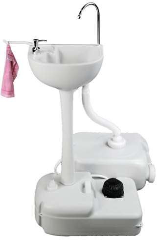 DPLWJPP Lavandino Portatile con Serbatoio d'Acqua da 17L Lavandino Portatile da Campeggio da Esterno con Pompa A Pedale Dispenser Sapone Portasciugamani E Ruote