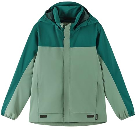 Reima - ReimaTec Salmi wasserdichte Regenjacke für Kinder - Leichte Übergangsjacke für Jungen und Mädchen mit 10.000 mm Schutz, atmungsaktives, winddichtes Material - Stone Green, 164