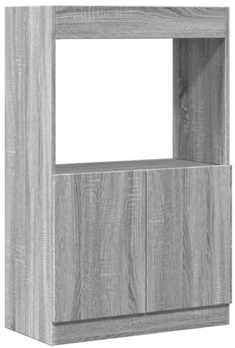 pokgdf Klassisches Highboard aus Holzwerkstoff mit viel Stauraum als Bücherschrank oder Standregal für Wohnzimmer, Highboard Grau Sonoma-Eiche 63x33x100 cm mit Unterschrank und Türen,