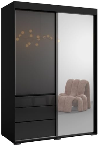 Spiegelschrank Torino 2D1L 140 Schwarz (lacobel)