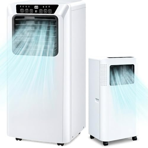BITYCOW Aire acondicionado portátil de bajo ruido para dormitorio 7000BTU | Aire acondicionado de 7000 BTU con ruedas, ajustes remotos y ventanas sin taladrar para apartamentos y oficinas