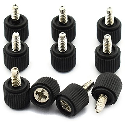 DZS Elec Rändelschrauben #6–32, schwarz, vernickelt, Karbonstahl, Philips, PC-Gehäuse-Verschluss, Daumenschrauben