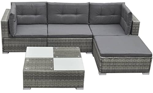 vidaXL Gartenmöbel 14-TLG. Poly Rattan Lounge Gartensofa Garnitur Sitzgruppe