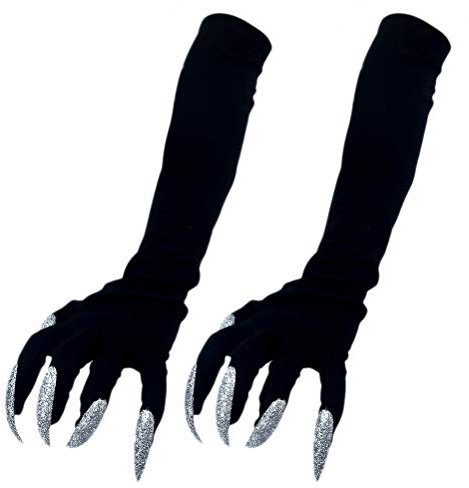 BESTOYARD Halloween Kostüm Handschuhe Lange Fingernägel schwarz Party Handschuhe 1 Paar