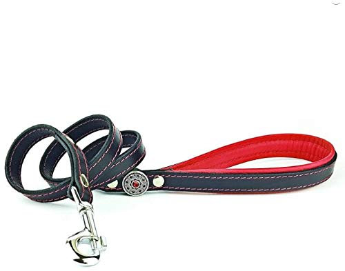 Bestia Echtleder Hundeleine. Führleine. Mit gepolstertem Griff und schwerem Karabiner. Für alle Hundegrößen geeignet. Handgemacht in Europa!