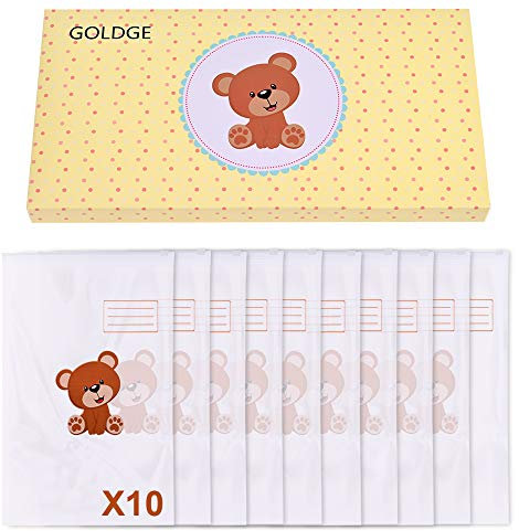 GOLDGE 10 Bustine Corredino del Neonato Ospedale, 38 * 25 cm Buste Ospedale Nascita, Sacchetti Grandi Chiusura con Cursore Ermetico, Scatola dei Colori Confezione per Regalo di Nascita del Bambino