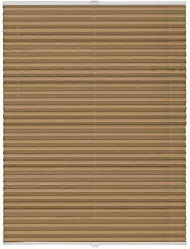 ondeco Plissee Klemmfix auf Maß für alle Fenster innen, ohne Bohren, Montage Klemmträger Sonnenschutz Sichtschutz Rollo Blickdicht Cappuccino B: 61-70 cm, H: 201-250 cm