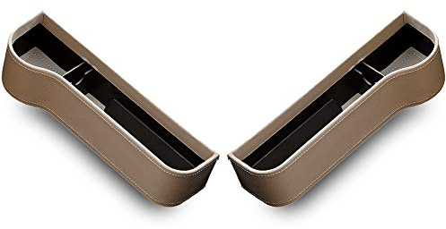 FYBlossom Autositz Gap Organizer, PU Leder Autositz Seitentaschen Organizer, Braun, 1 Paar