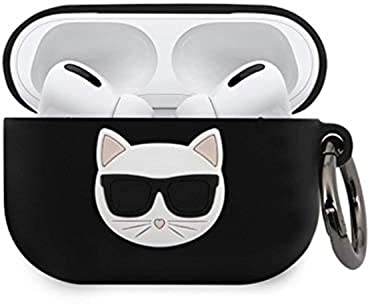 Karl Lagerfeld KLACAPSILCHBK Cubierta Protege la estación de Carga para Auriculares inalámbricos AirPods Pro, Color Negro