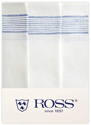 Ross 3er Pack Reinleinen-Geschirrtücher Weißer Fond blau, 60x80 cm