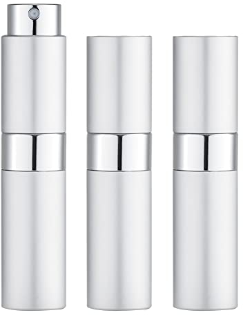 LISAPACK 8ML Atomizer Perfume Spray Bottle for Travel (3 PCS) Empty Cologne Dispenser, Portable Sprayer (Silver)