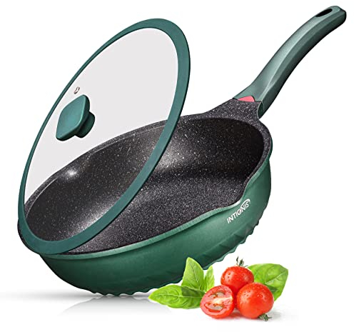 INTIGNIS® Premium-Bratpfanne mit Deckel, Kratzfest, 28 cm, Extra Tief, Kompatibel mit allen Herdarten, Einschließlich Induktion, Frei von Chemikalien, Super Antihaftbeschichtet
