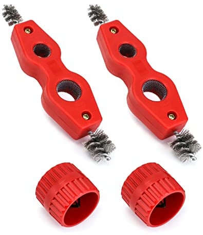 QWORK Set sbavatore Interno ed esterno, composto da 2 scovolini in rame e 2 alesatori, per tubi in rame PVC e acciaio flessibile